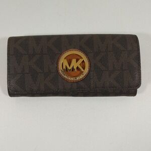 MICHAEL Michael Kors Leather Fulton Carryall Wallet Brown/Gold